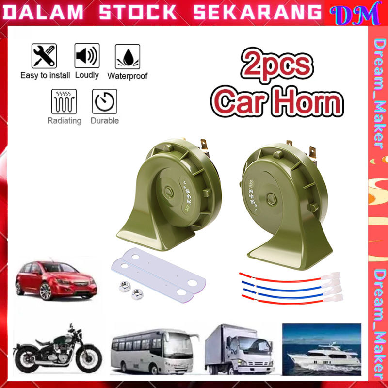 2Pcs Klakson Keong Mobil 24 Volt Untuk Truck Waterpoof Tahan Air