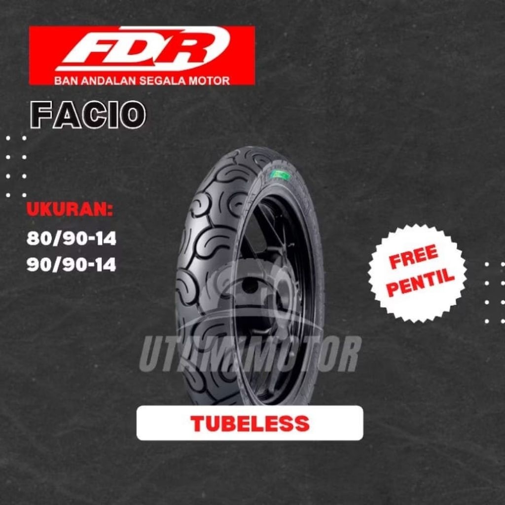 SEGERA Ban motor matic merk FDR FACIO ukuran 80/90-90/90-14 tubless