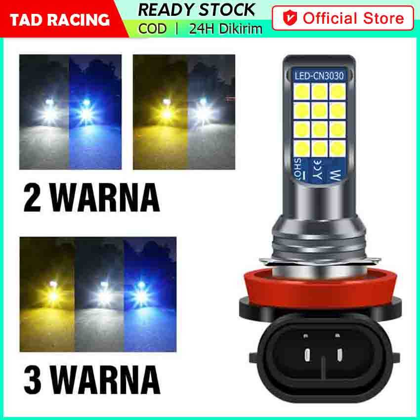 Bohlam Lampu LED H11 H8 H16 Fog Lamp Foglamp Lampu Kabut Mobil 24SMD Kuning Putih Biru 2 Warna 3 War