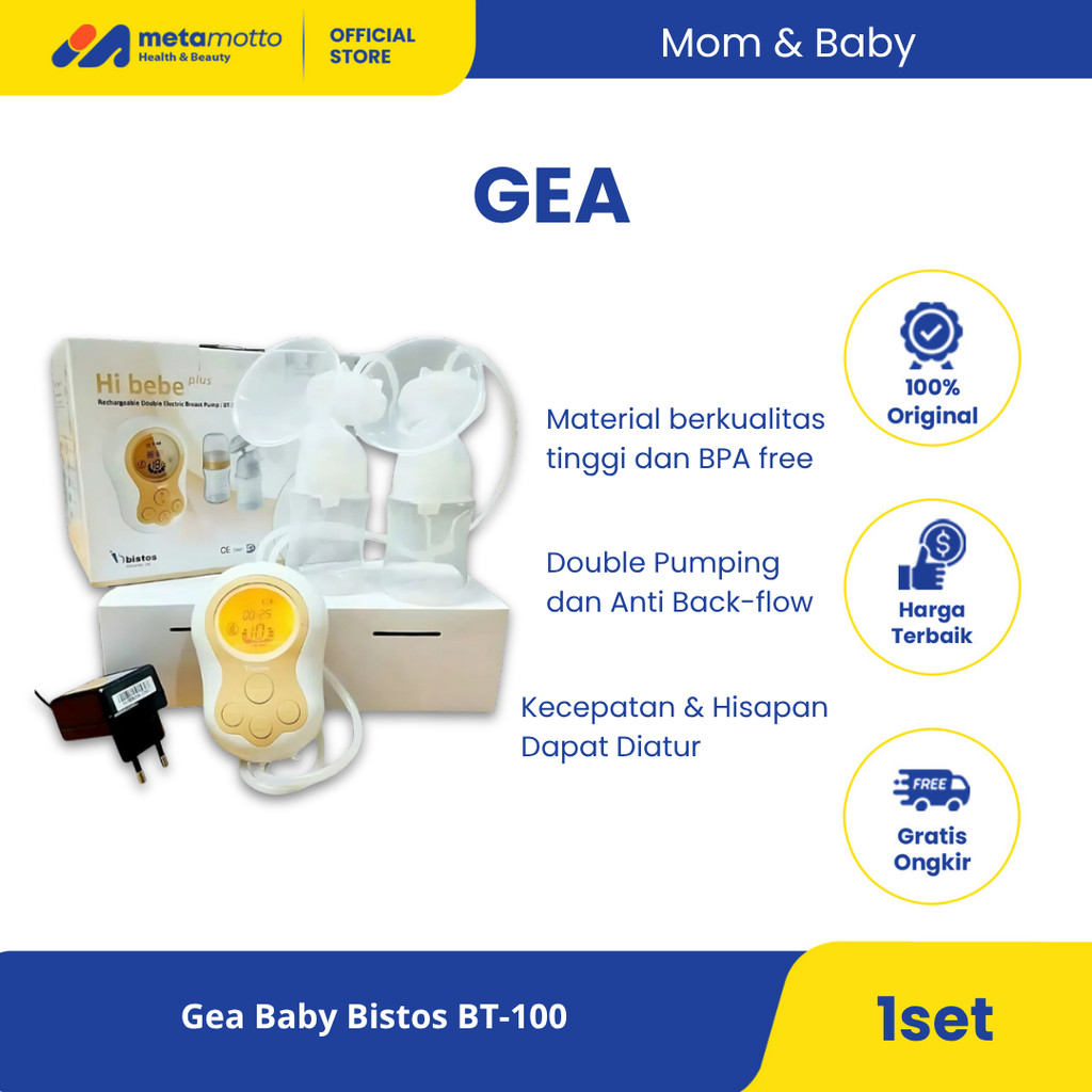 Gea Baby Bistos Breast Pump BT 100 - Pompa Asi Elektrik - Metamotto