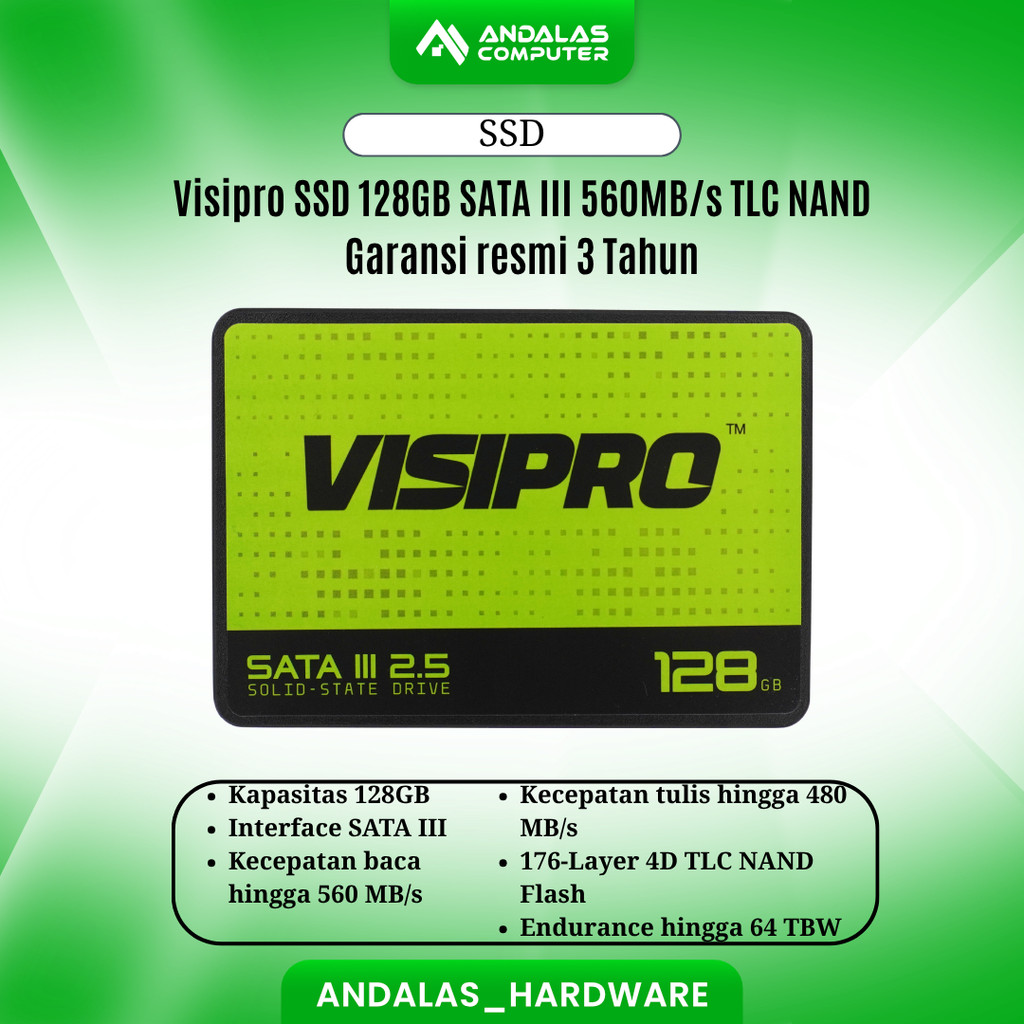 SSD INTERNAL SATA III VISIPRO 128GB 2.5 inc 4D NAND TLC SOLID STATE DRIVE SATA3 Windows