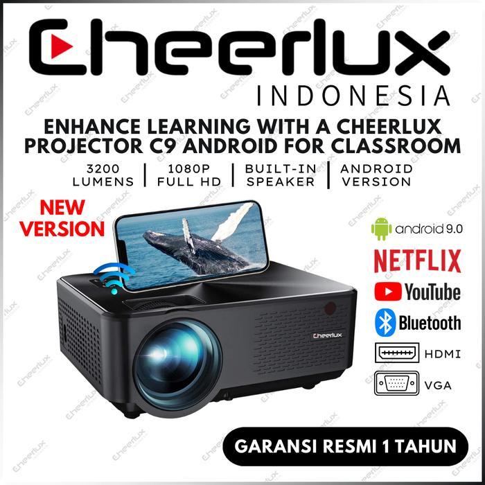 Proyektor cheerlux C9 Android 3200 Lumens 1080 P - Wifi Mirroring - Bluetooth - C9 Android Ultimate
