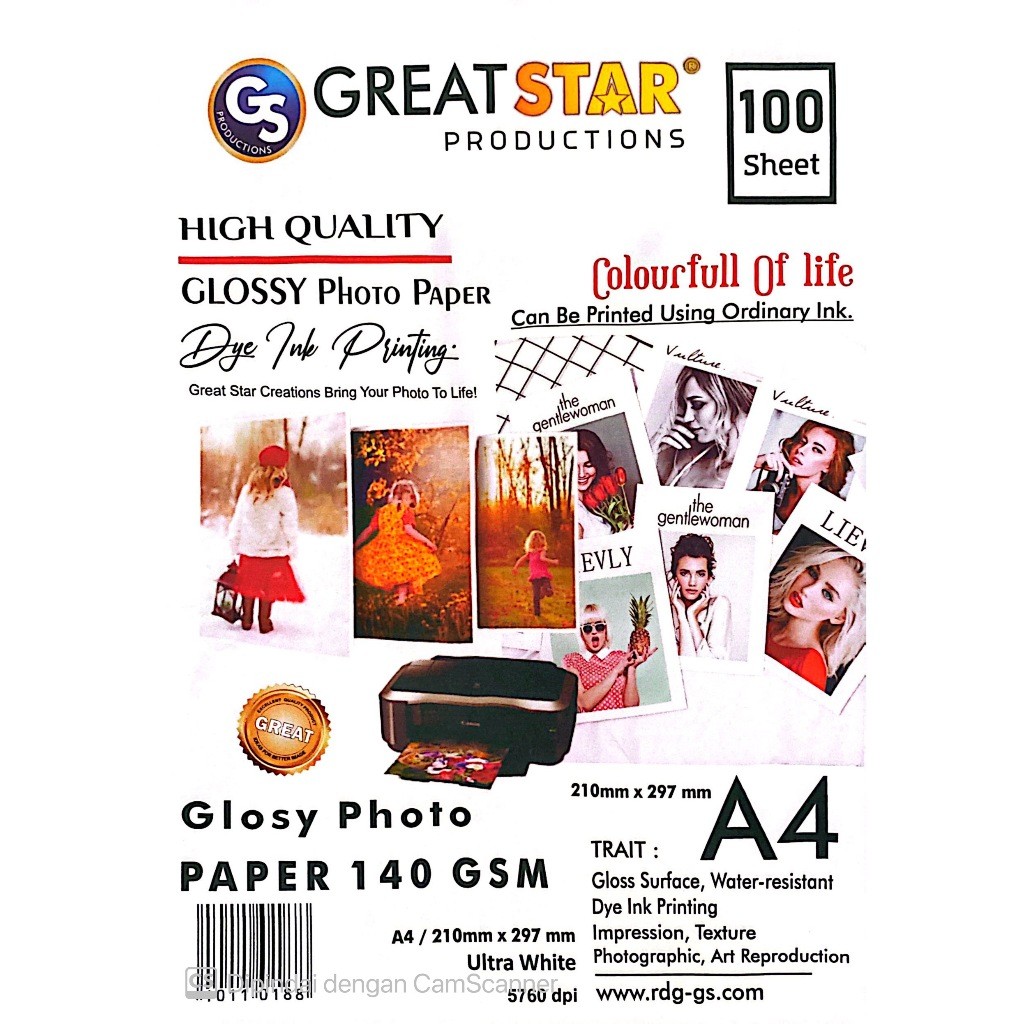 Promo Murah GLOSY PHOTO PAPER KERTAS PHOTO 130GSM A4/100 lembar ANTI AIR Terlaris