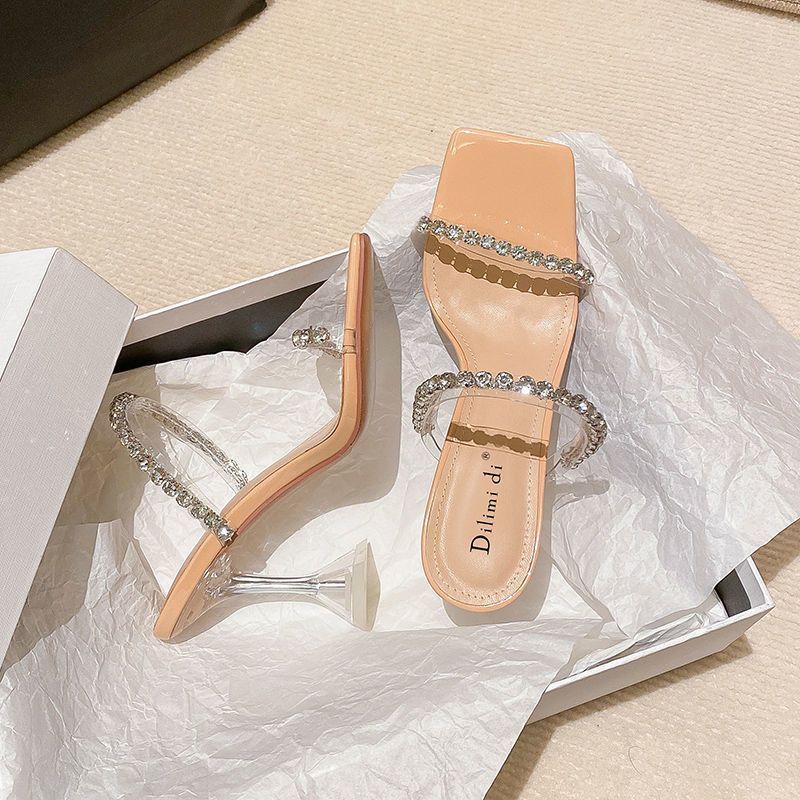 [COD] Sandal Wanita Ujung Terbuka, Model Terlaris, Hak Kristal, Hak Stiletto, Hak Tinggi, Sandal