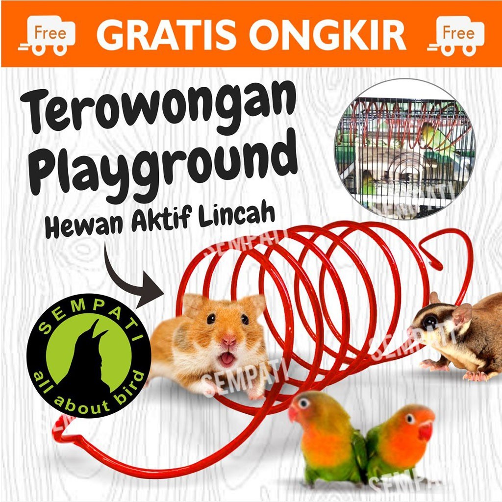 SEMPATI PERCH TUNEL SPIRAL MAINAN SANGKAR KANDANG BURUNG LOVEBIRD PARKIT TEROWONGAN SUGAR GLIDER HAM