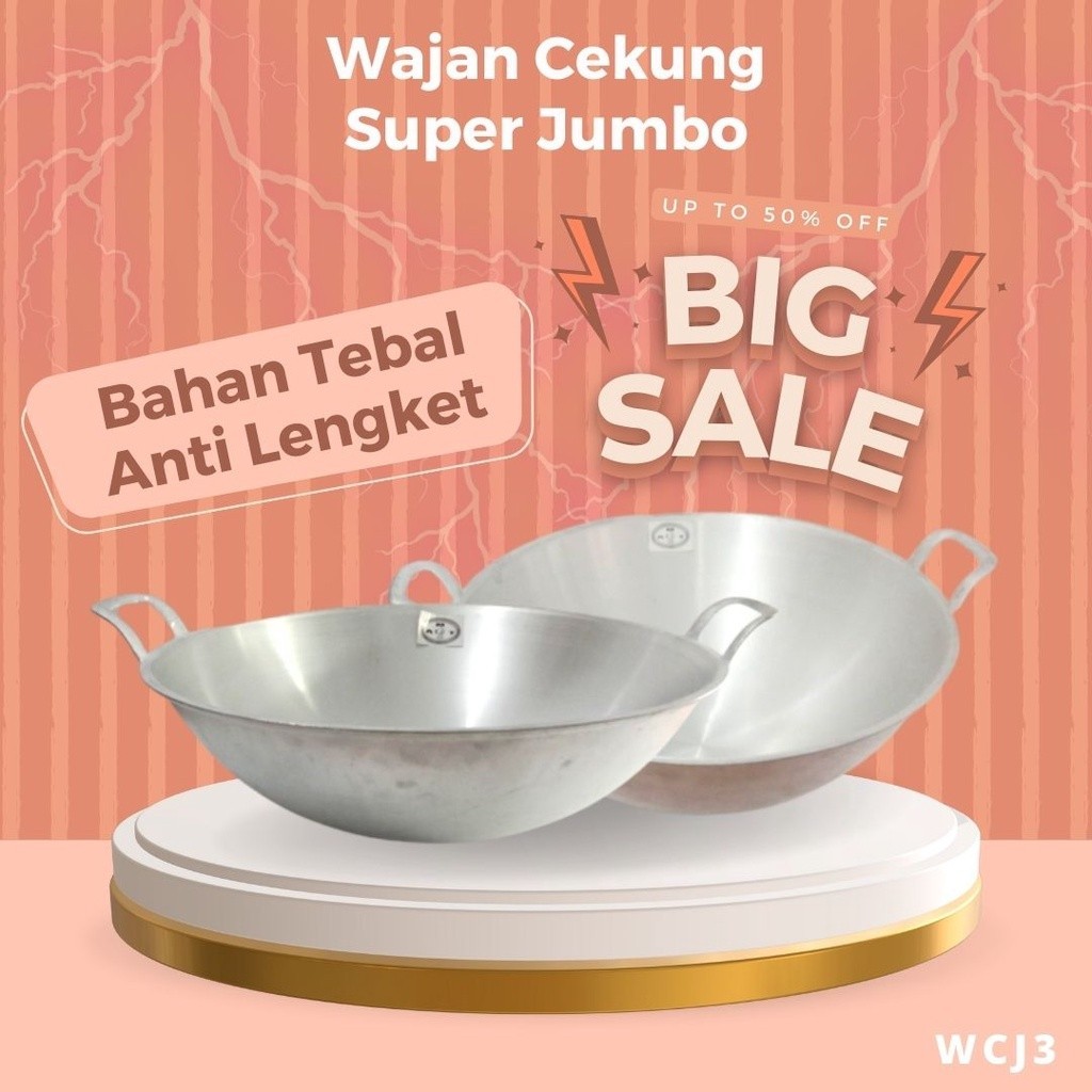 WCJ3 - Wajan cekung jumbo / wajan cekung tebal / wajan cekung anti lengket / wajan cekung no 24 / wa