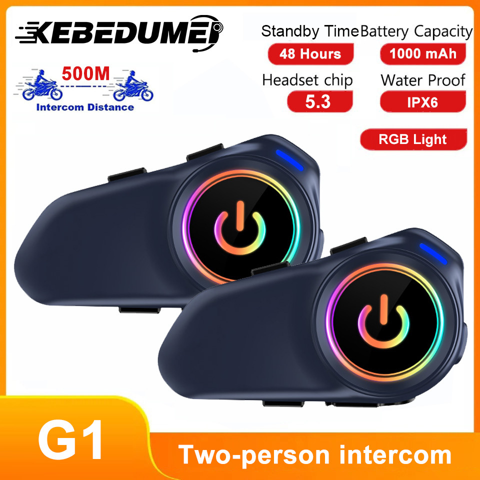 KEBIDUMEI 12x Motorcycle Intercom Headset Helmet 500M For 2 Riders intercommunicator Waterproof Musi