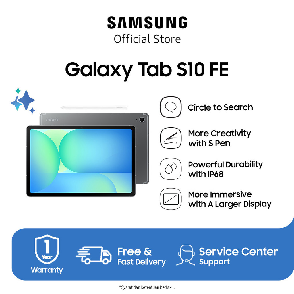 Samsung Galaxy Tab S10 FE 8GB/128GB - Gray | Tablet AI | Galaxy AI | Layar besar