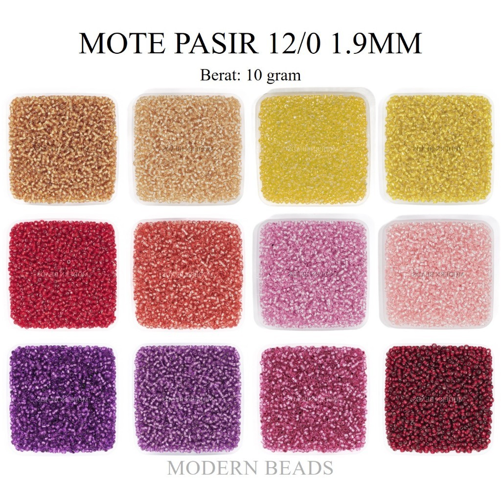 [10 GRAM] Manik-Manik Pasir / Mote Payet Pasir Semi Jepang 12/0 1.9mm Warna Kuning Terracotta Maroon