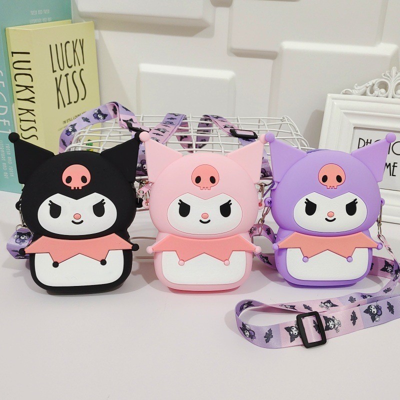 TAS SELEMPANG MINI KUROMI/ SANRIO/ RUBBER/ RESLETING / VIRAL/ TIKTOK/ IMPOR/ COIN PURSE/ DOMPET KOIN