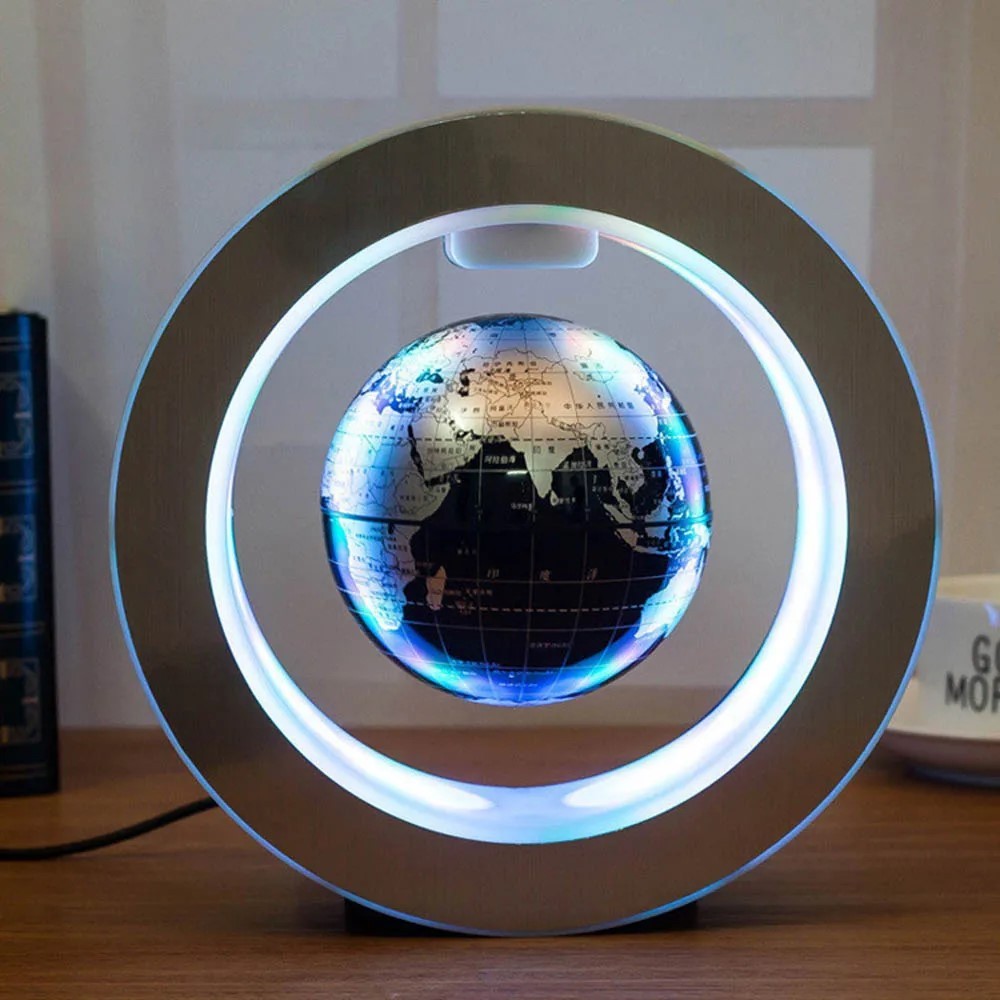 Floating Globe Levitating World Map Rotating Ornament LED Lamp for Bedside Light Novelty Floating La
