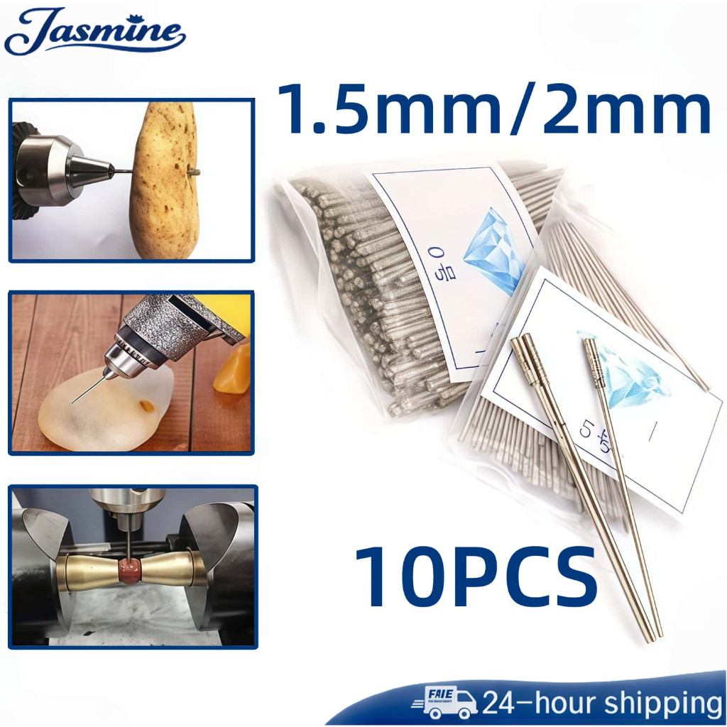 10pcs Mata Bor Lapis Berlian Mata Bor Diamond 1.5mm - 2.0mm Untuk Batu Permata Kaca Liontin Gelang A
