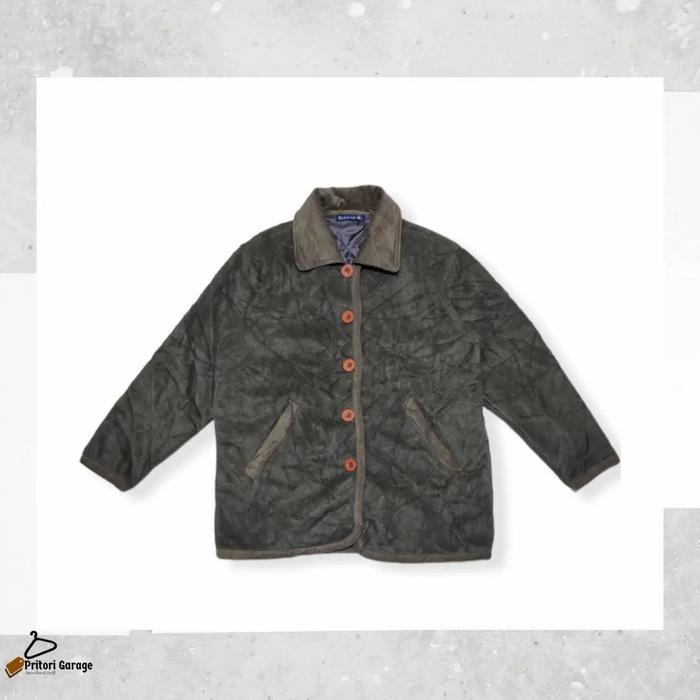 Harington Coach Quilted Sherpa Jacket Retriever Sage Green Vintage