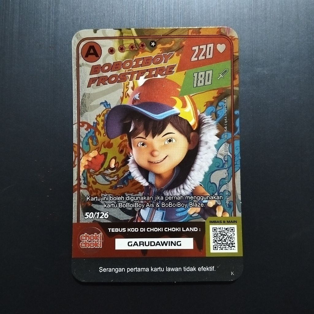 Monsta Galaxy Card 02 | Boboiboy Frostfire | Choki Choki 50/126