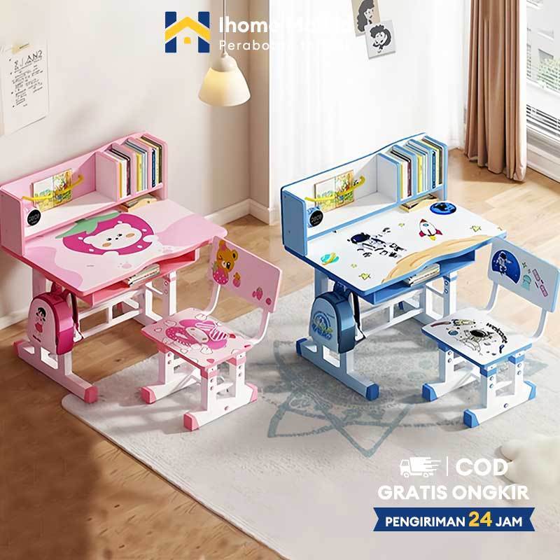 Promo Meja Belajar Anak Meja Belajar Dengan Kursi Set Kombinasi Meja Tulis Anak Merah Jambu/Biru Mej