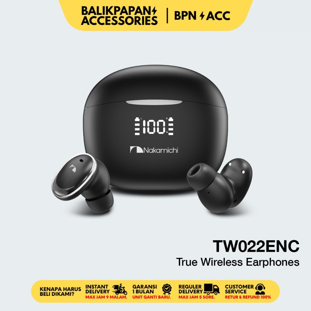 Nakamichi TW022ENC True Wireless Earbuds Bluetooth Earphone TWS Gaming HD - BALIKPAPAN ACC