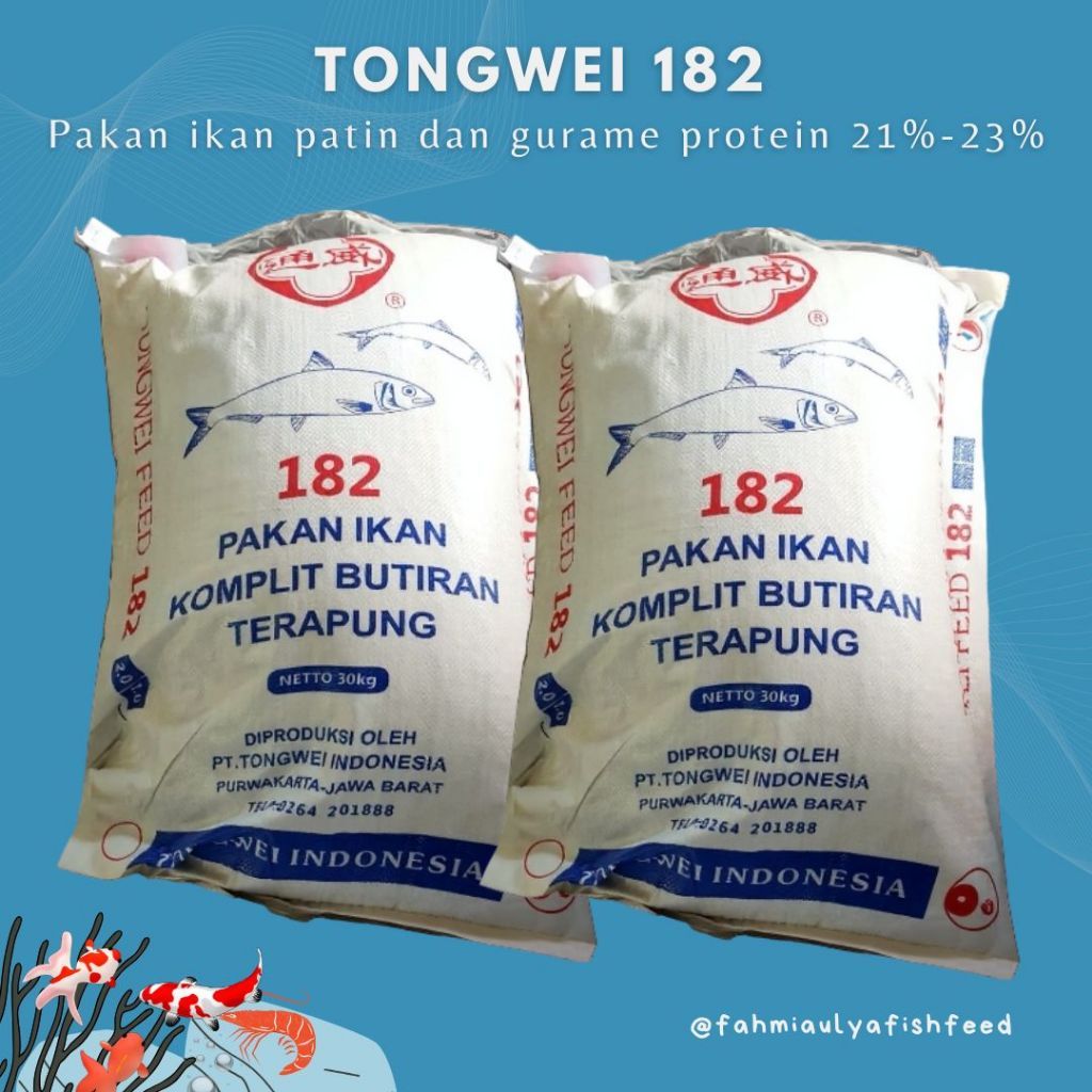 PAKAN IKAN MURAH (KEMASAN 20 KG) TONGWEI 182 -2 182 -3 Pakan Ikan Patin Gurame Tinggi Protein 21-23%