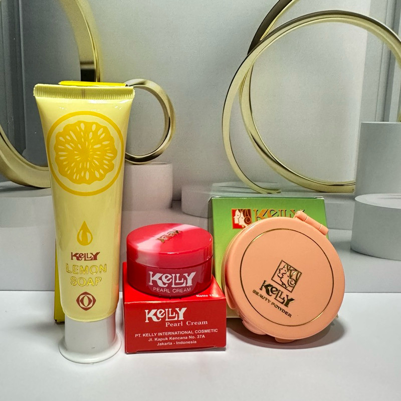 PROMO PAKET 3in1 KELLY LEMON SOAP 75gr + KELLY PEARL CREAM 15gr + KELLY COMPACT POWDER ORIGINAL BPOM