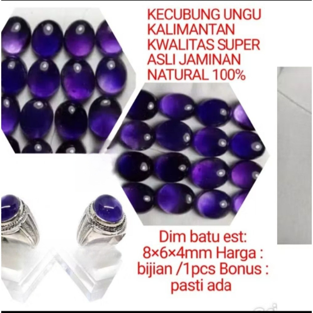 CINCIN BATU KECUBUNG UNGU AMETIS MINION ASLI NATURAL 100%