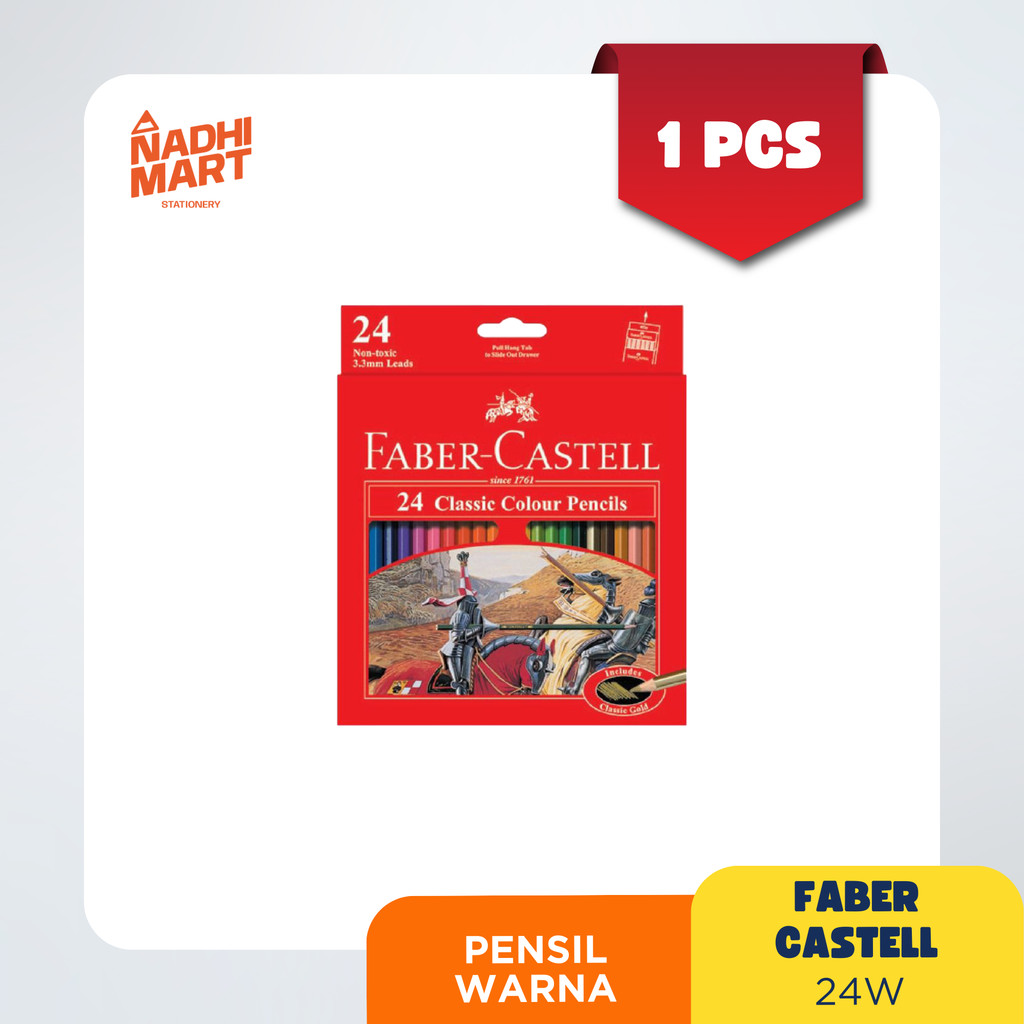 FABER CASTELL PENSIL WARNA 24 PANJANG CLASSIC / PENSIL WARNA LENGKAP / PENSIL WARNA 24 WARNA FABER C