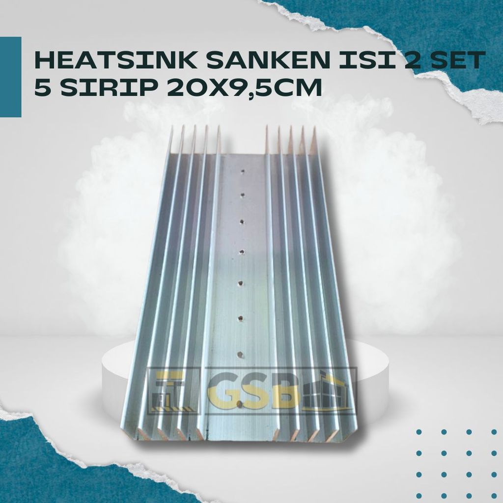Heatsink Aluminium 5 Sirip 4 Lubang Pendingin Transistor Sanken Amplifier
