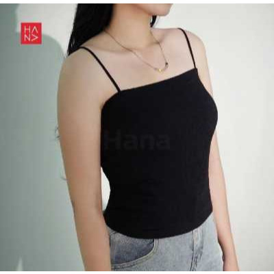 Tanktop Crop Singlet Polos Bra Kemben Dalaman Wanita Tali Spaghetti Big Size Elastis Korean Style
