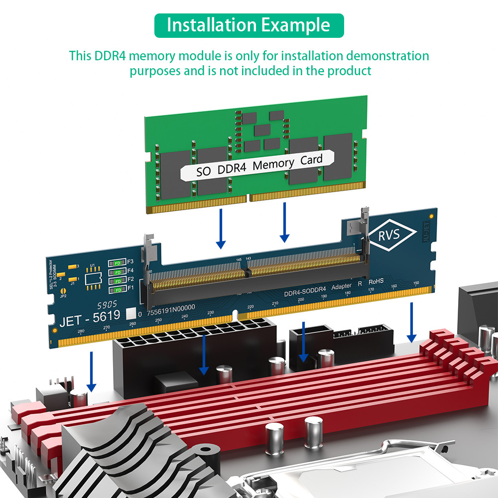 Laptop SO DDR4 RAM to Desktop DDR4 Adapter Card, Memory Tester SO MM 4 to ddr4 Converter