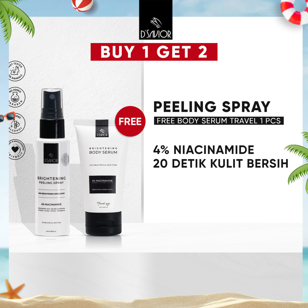 BUY 1 GET 2 | D'SAVIOR Peeling Spray Glutha Collagen 50ml GET Body Serum Travel Size 50ML 1PCS