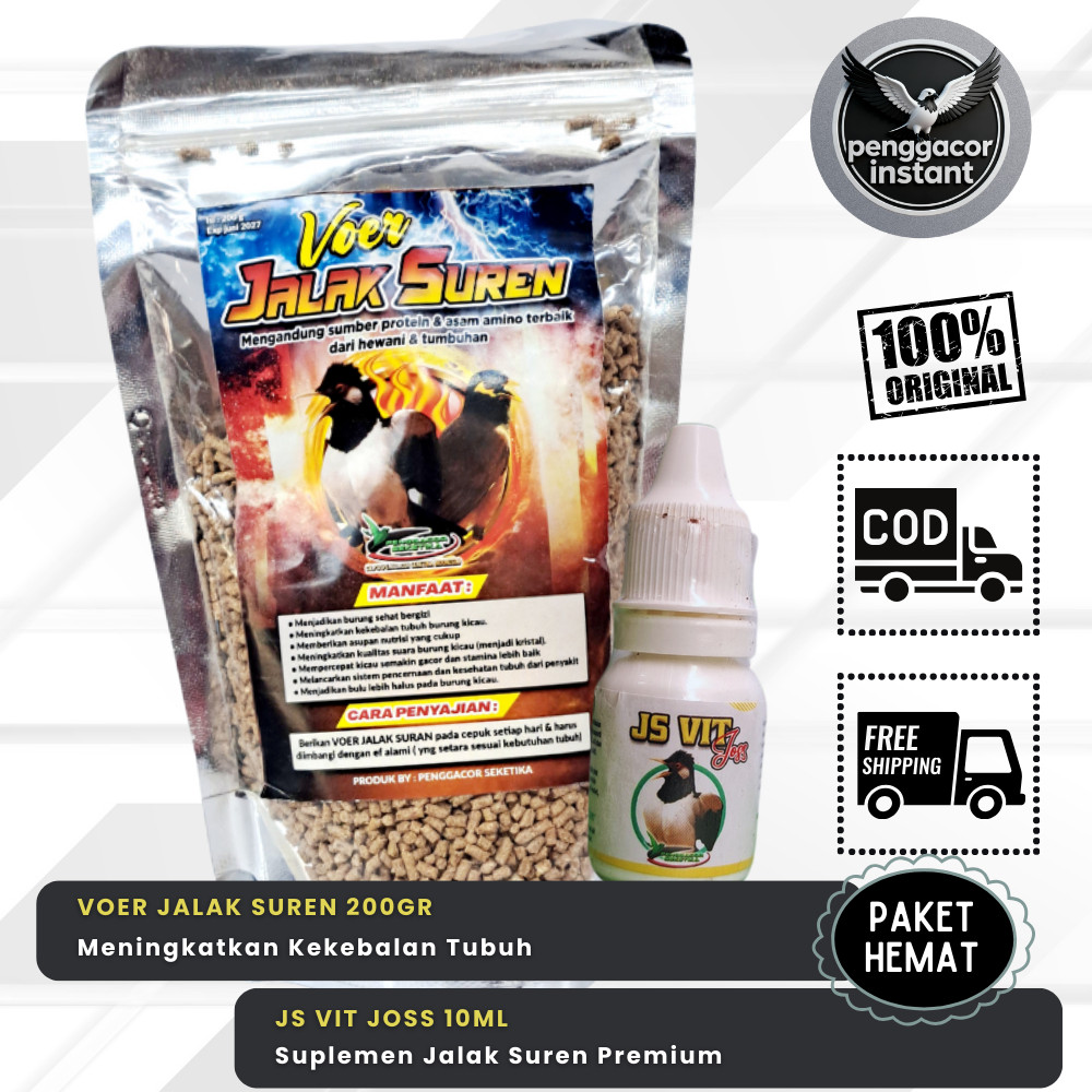 PAKET HEMAT VOER JALAK SUREN 200gr DAN JS VIT JOSS 10ml Pakan Harian & Suplemen Jalak Suren Premium