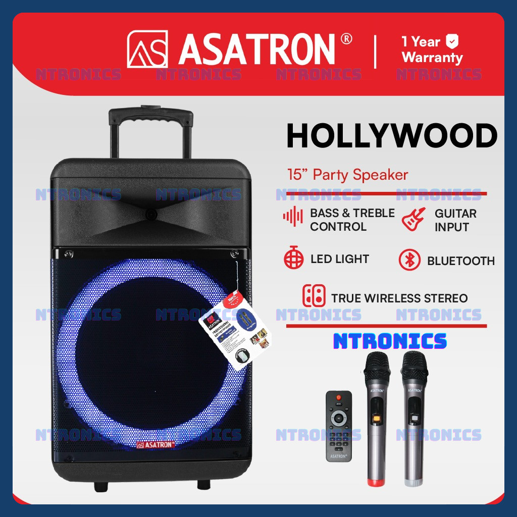 Asatron Hollywood 15 Inch Bluetooth Party Speaker