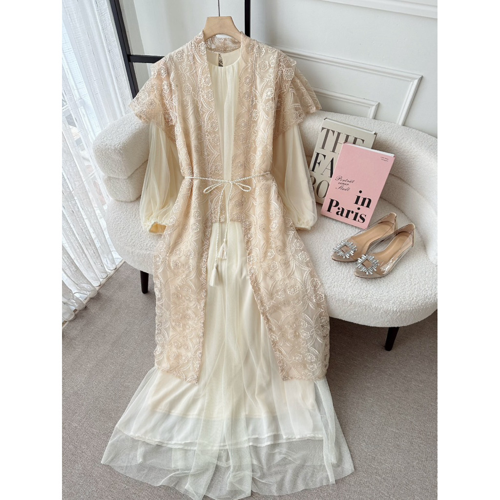 CANDY LADY Azaluna Brocade Tile Maxi / Gamis Wanita Terbaru Dress Lebaran Gamis Brukat Kondangan Ter