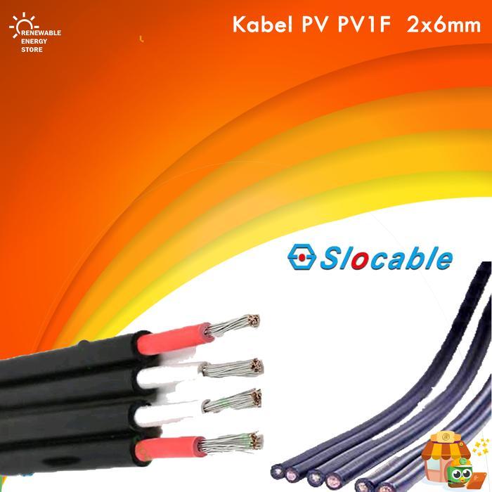 Kabel PV 2 x 6mm PV1F PV-F Kabel Solar Panel PV Module PLTS Kabel PV 5 meter - SLOCABLE