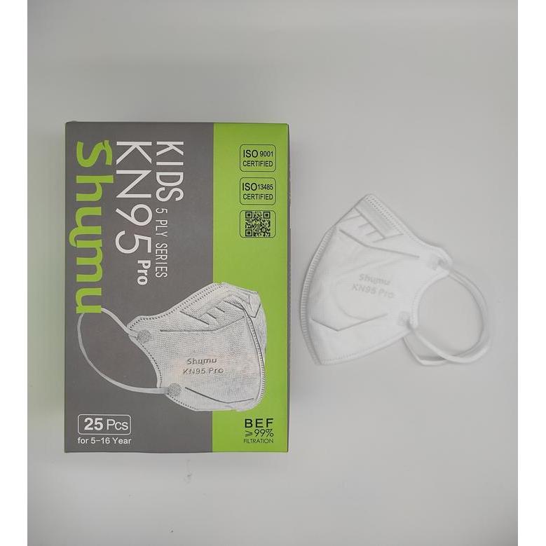 Shumu masker kn95pro kidis/anak 5ply 1box isi 25pcs Duckbill kn95 - Putih