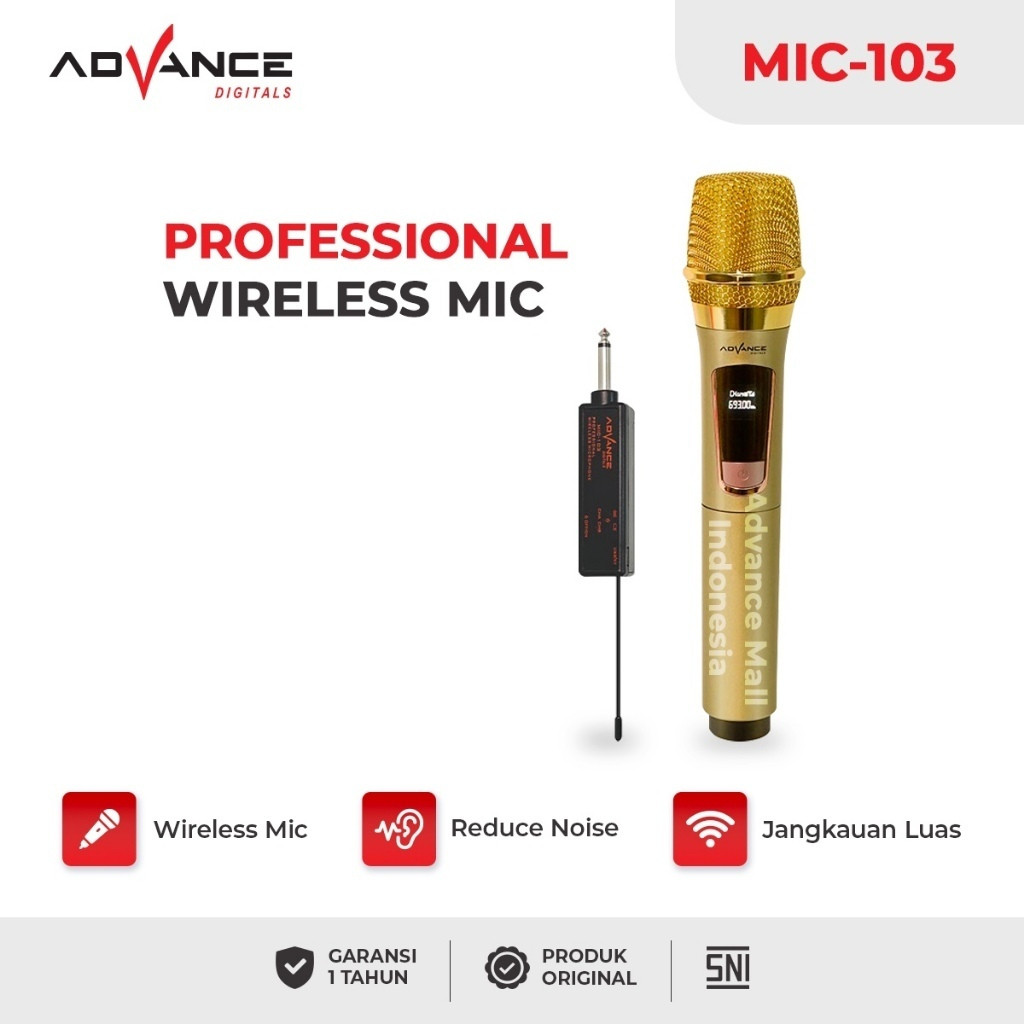 Advance Microphone Wireless Double and Single (MIC-206/MIC-205/MIC-101 V3/MIC-103) Garansi Resmi 1 T