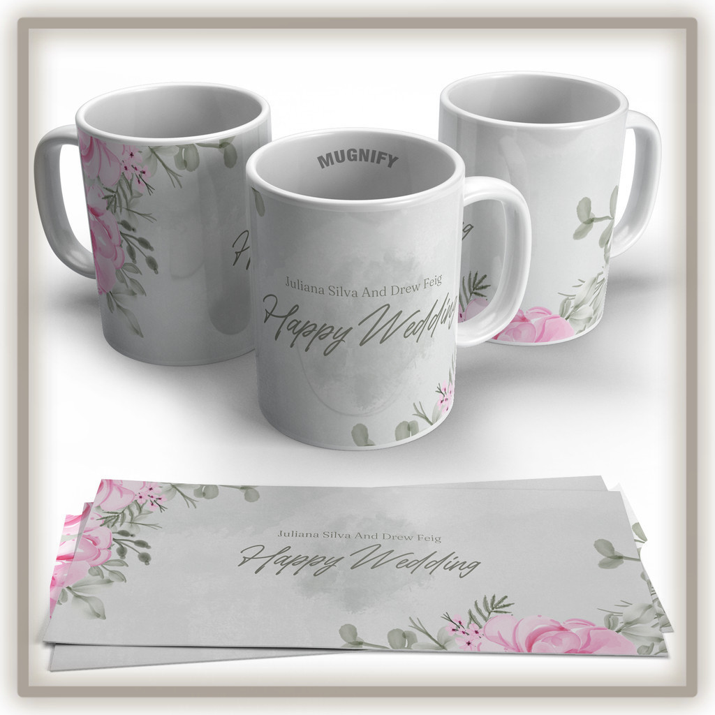 Souvenir Pernikahan Gelas Mug Custom Elegan | Hadiah Kado Unik