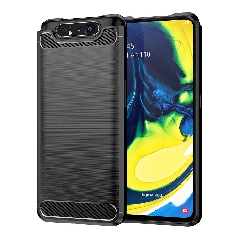 RAJA CASE FOR SAMSUNG A80 / SAMSUNG A70 / SAMSUNG A50 A50S A30S / A20 A30 RUGGED CARBON SOFTCASE ARM