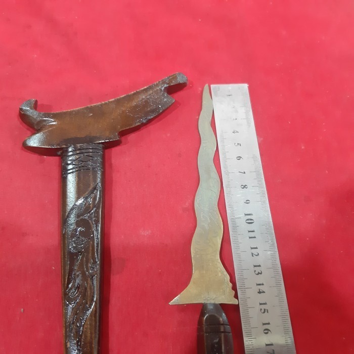 barang antik keris patrem kuningan warangka kayu KJM