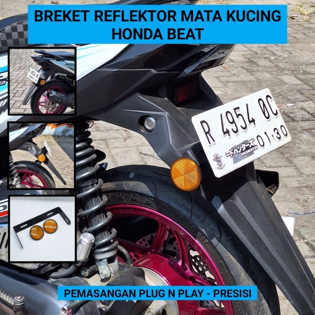 Dudukan Lampu Bracket Breket Plat Nomer Beat Karbu - Beat Fi - Beat Esp - Beat Deluxe - Beat Street 