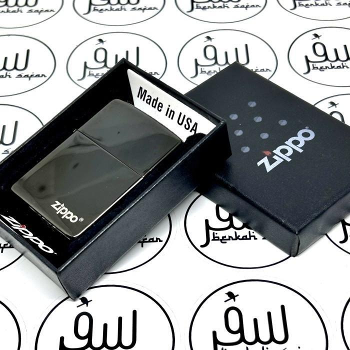 Korek Zippo Hitam Black Ice Ebony Logo Lighter Original