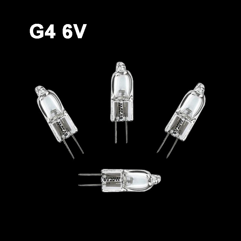 5 buah Lampu Bohlam Halogen 6V G4 Kecerahan Tinggi untuk Mikroskop, Lampu Pencari, Senter