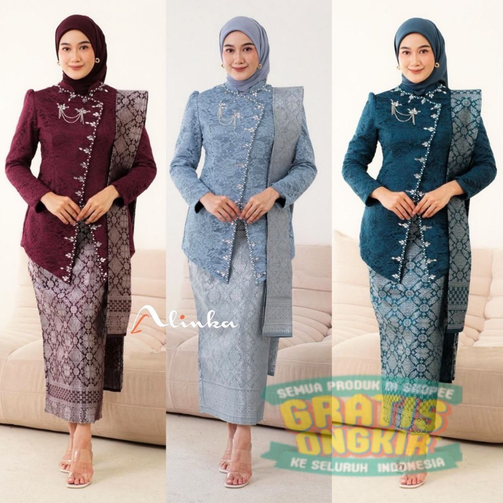 Set Kebaya Janggan Modern Kartini Wisuda Lamaran Tunangan Kondangan Bridesmaid Brokat Payet Terbaru/