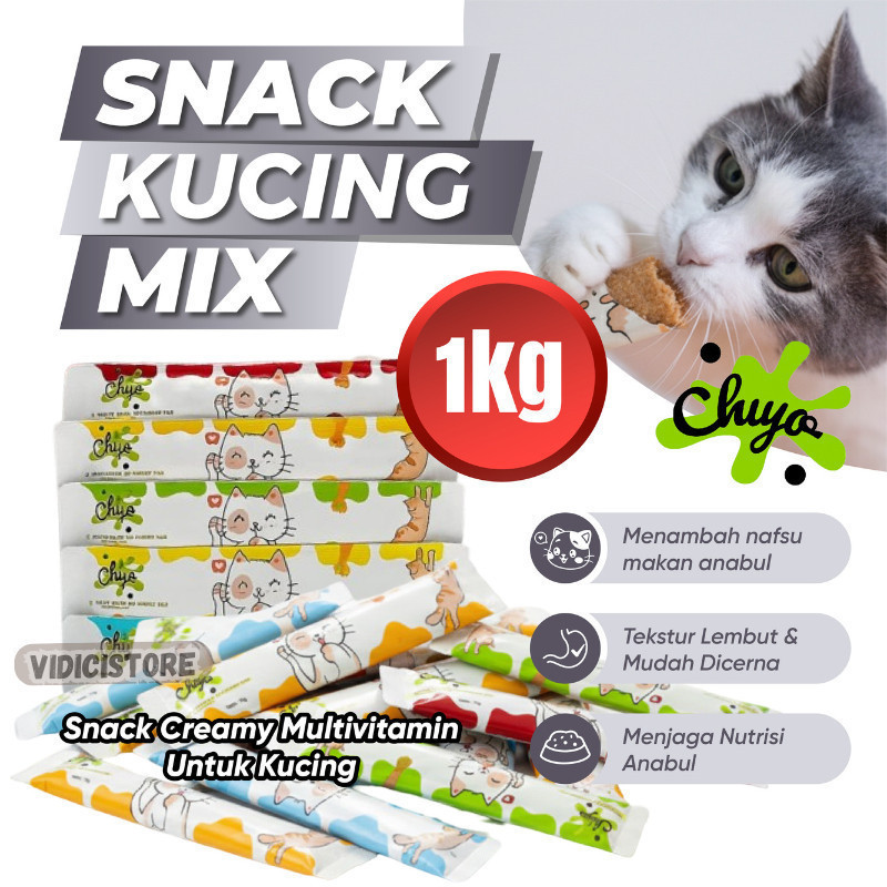 Snack Kucing Premium / Pet Strip Snack Kucing Penggemuk/ Snack Makanan Kucing Basah/SNACK KUCING 1KG