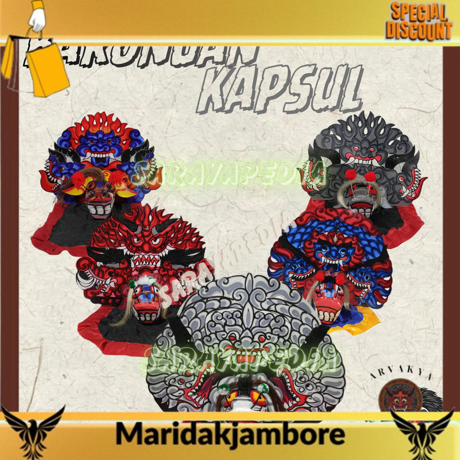 anak-anak hobby Barongan Kapsul Bahan Kayu Mainan Anak Budaya Tradisional Free Kemul ARV Mj barongan