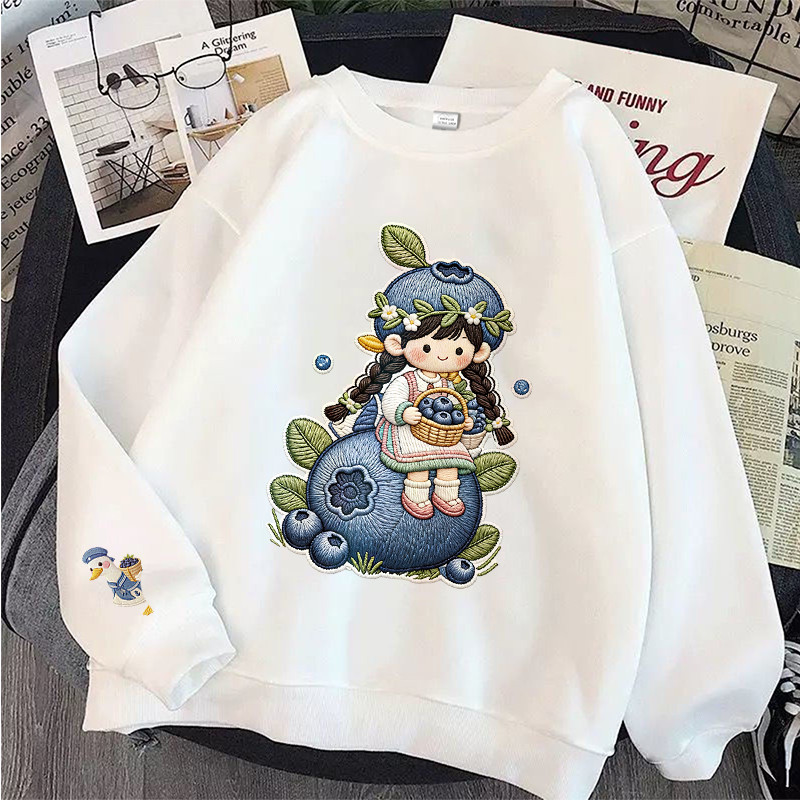 Oversize Style - Sweater Oversize Unisex | Motif Blueberry Girl Aesthetic Korean Style Casual | Baha