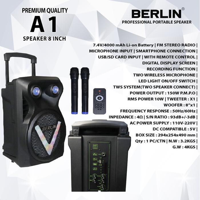 Speaker Portable Professional BERLIN 238 / 8 inch V-A1 Single Speaker Bass