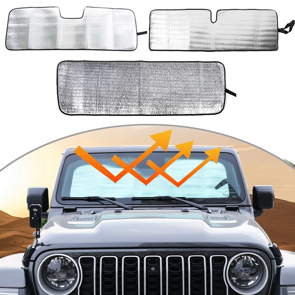 Front Windshield Sun Shade UV Block Cover For Jeep Wrangler TJ JK JKU JL JLU 1997-2024 Accessories A