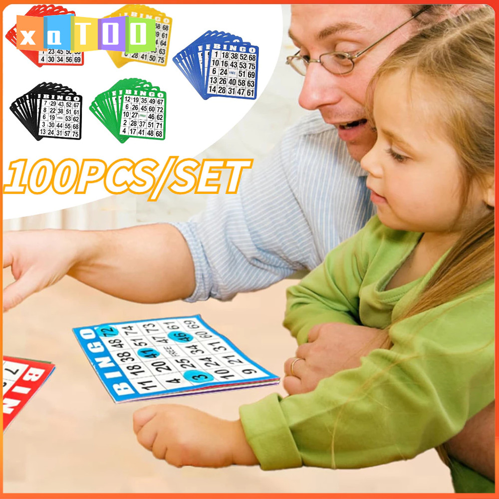 100Pcs/Set Kartu Bingo Lengkap Besar Bingo Card 5 Warna Bingo Set