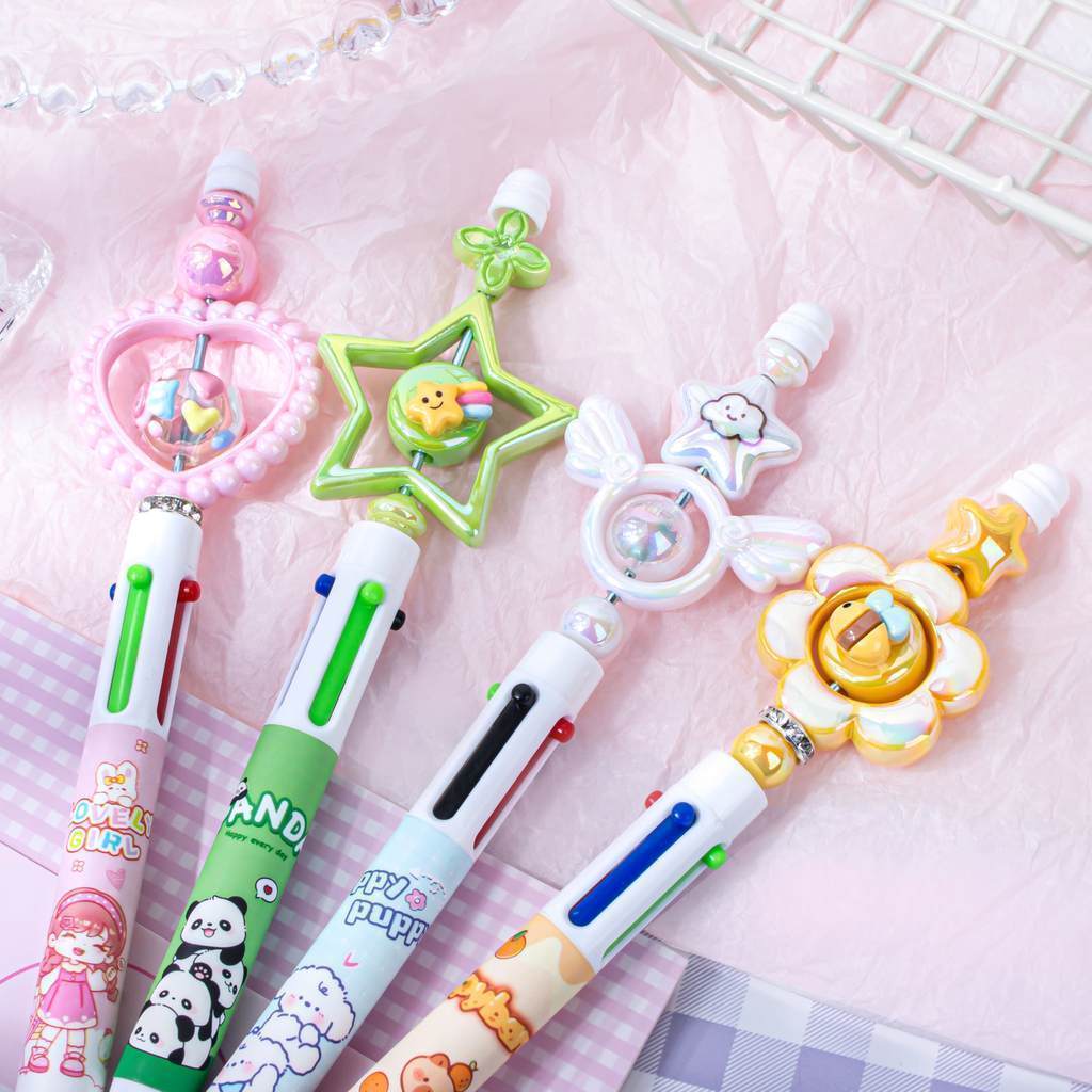 Pulpen 4 Warna / Sekolah / Anak / Adorable Cute Character / Aesthetic Design pulpen warna warni 4 wa