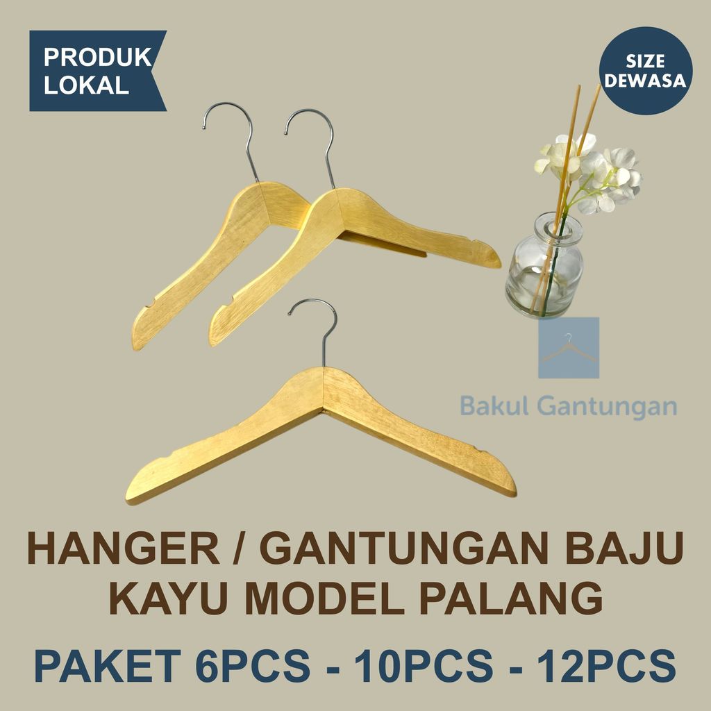 Hanger Untuk Baju Anak Bahan Kayu – Gantungan Baju Kayu Aesthetic Model Standard Finishing Furnish N
