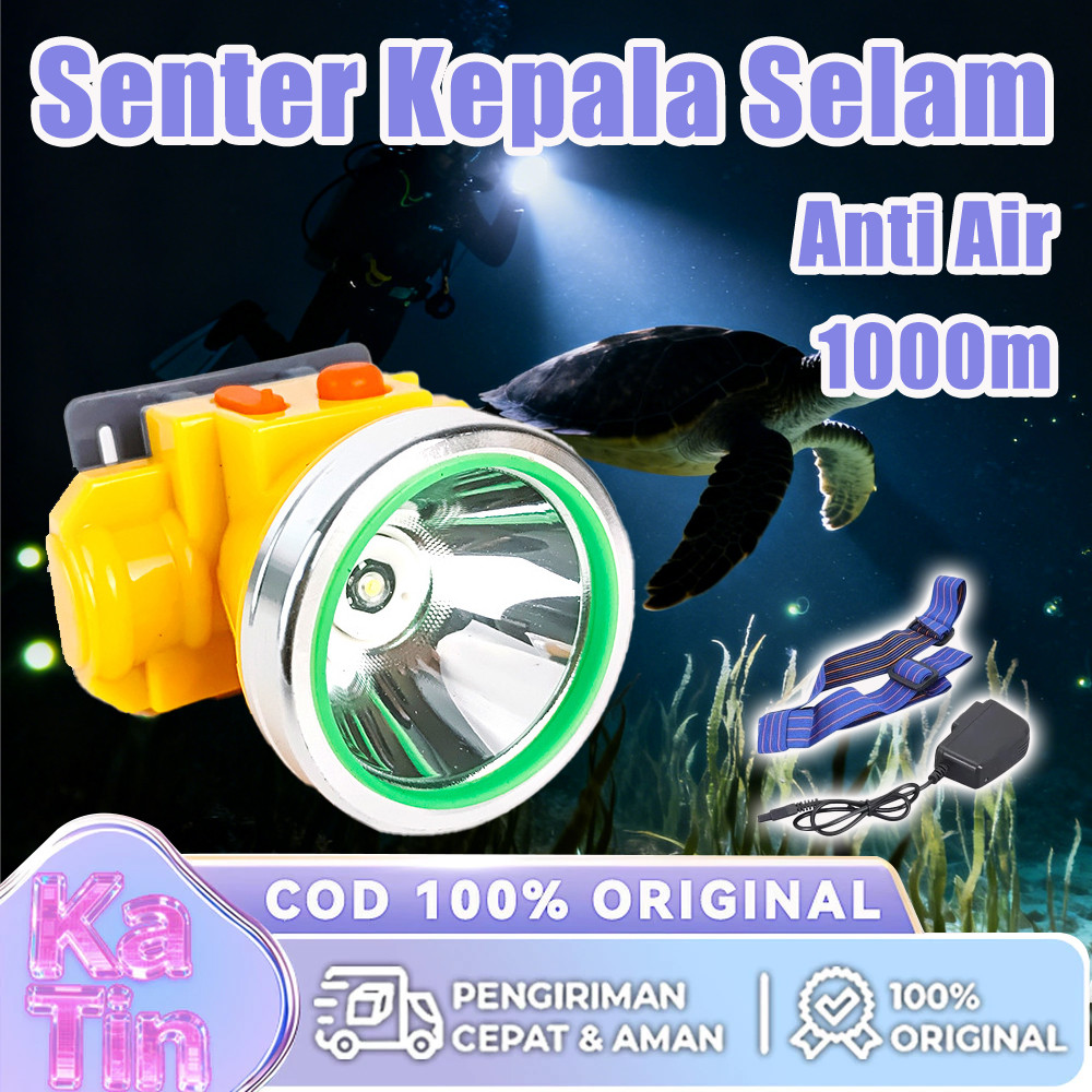 Senter Kepala Selam Diving Headlamp Nyelam Rechargeable Kepala Super Terang Senter LED Super Terang 